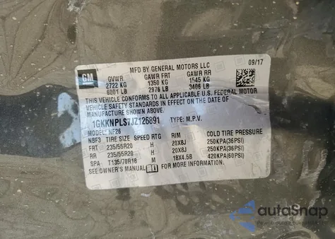 2018 GMC Acadia Denali из США, поврежденный, VIN 1GKKNPLS7JZ126891